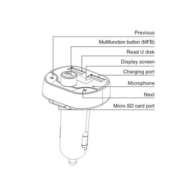 Bluetooth FM-sender til bil Sort