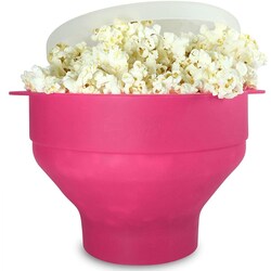 Popcorn skål silikone foldet lyserød