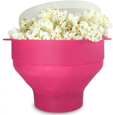Popcorn skål silikone foldet lyserød