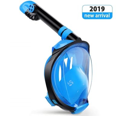 Fuld ansigtsmaske med snorkel og GoPro-holder - blå - S / M