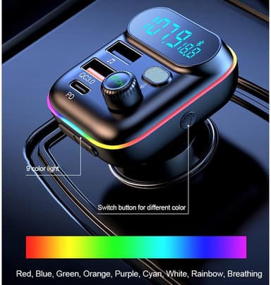 Bluetooth FM-sender med biloplader og LED