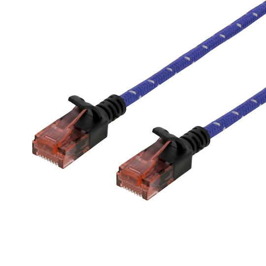 DELTACO Tough Slim CAT.6A U/UTP Patch Cable, 28AWG, 3.8mm, 1m, Blue