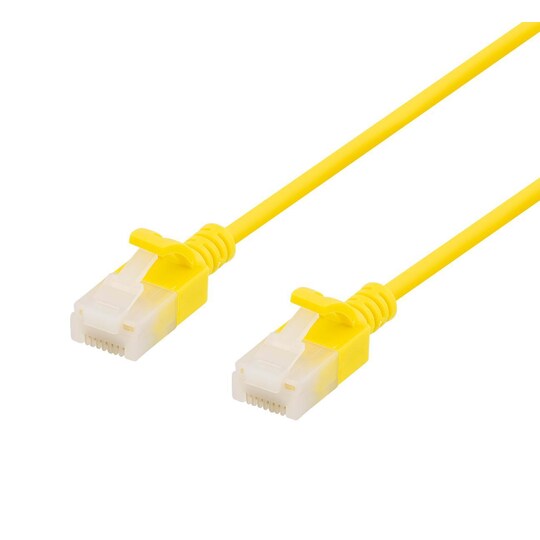 DELTACO U/UTP Cat6a patch cable, slim, 3,5mm diameter, 1m, yellow