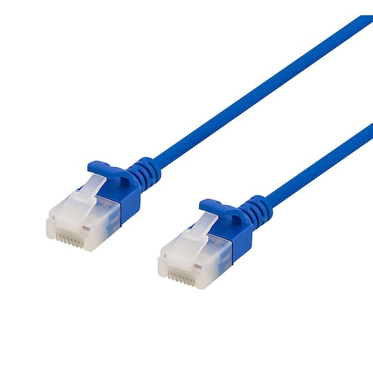 DELTACO U/UTP Cat6a patch cable, slim, 3,5mm diameter, 0,5m, blue