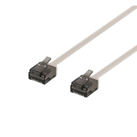 DELTACO U/UTP Cat6a patch cable, flat, 0.5m, 1mm thick, gray