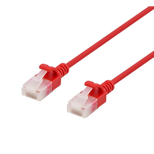 DELTACO U/UTP Cat6a patch cable, slim, 3,5mm diameter, 0,5m, red