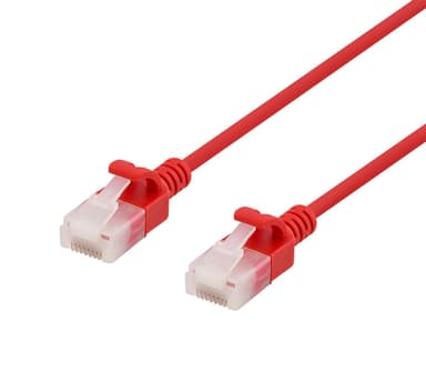 DELTACO U/UTP Cat6a patch cable, slim, 3,5mm diameter, 0,5m, red