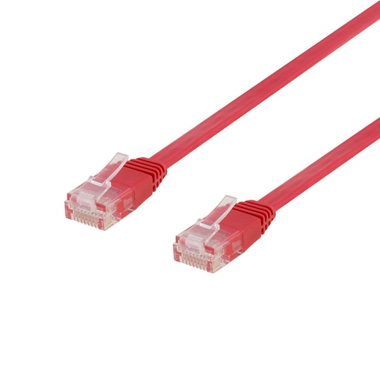 DELTACO U/UTP Cat6 patch cable, flat, 10m, 250MHz, red