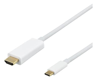 DELTACO USB-C to HDMI cable, 0,5m, 4K, HDCP 2.2, 3D, white