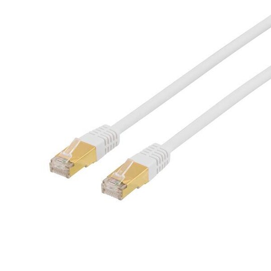 DELTACO S/FTP Cat7 patch cable with RJ45, 0,5m, 600MHz, LSZH, white