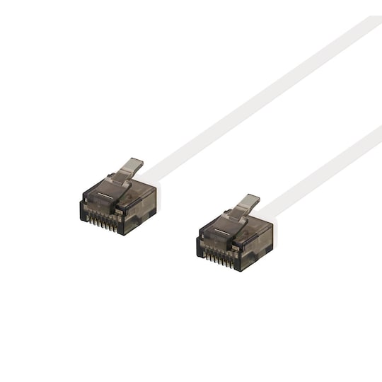 DELTACO U/UTP Cat6a patch cable, flat, 0.3m, 1mm thick, white