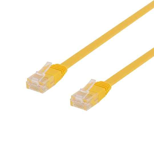 DELTACO U/UTP Cat6 patch cable, flat, 2m, 250MHz, yellow
