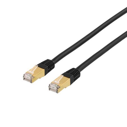 DELTACO S/FTP Cat7 patch cable with RJ45, 1,5m, 600MHz, LSZH, black