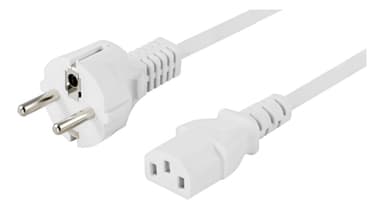 DELTACO grounded power cable, CEE 7/7 to IEC 60320 C13, 10m, white