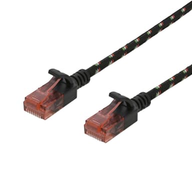 DELTACO Tough Slim CAT.6A U/UTP Patch Cable, 28AWG, 3.8mm, 1.5m, Black