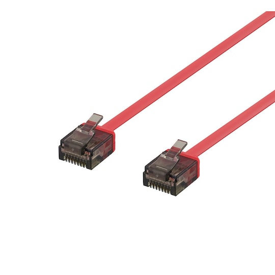 DELTACO U/UTP Cat6a patch cable, flat, 2m, 1mm thick, red
