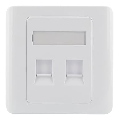 DELTACO flush mount for Keystone, 2 ports, dust hatch, white