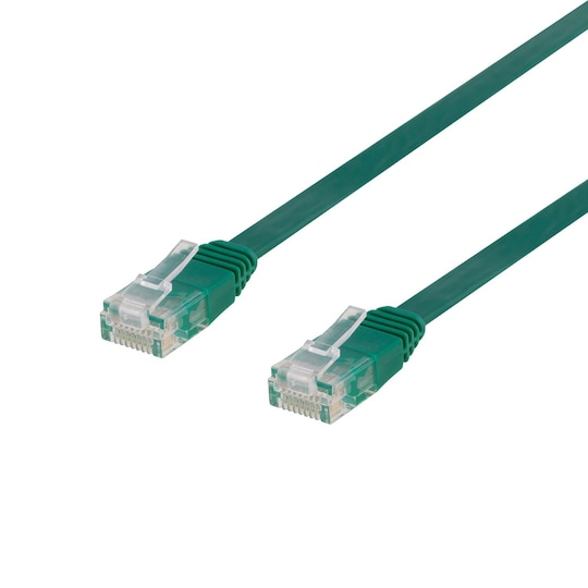 DELTACO U/UTP Cat6 patch cable, flat, 5m, 250MHz, green