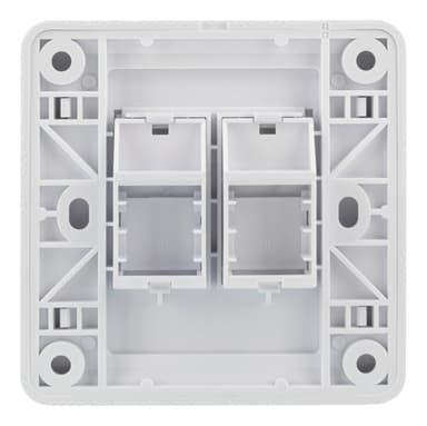 DELTACO flush mount for Keystone, 2 ports, dust hatch, white