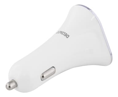 DELTACO car charger, 5,2A, 3xUSB Type A, 12-24V DC input, white/silver