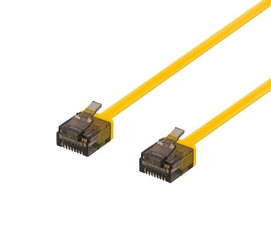 DELTACO U / UTP Cat6a patchkabel, fladt, 1 mm tykt, 3 m, gul