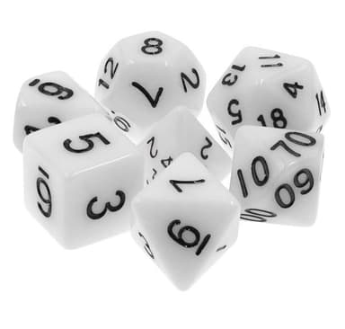 RPG Dice 7-pakke (til fangehuller og drager osv.) Hvid