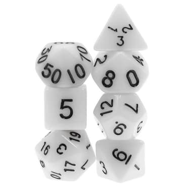 RPG Dice 7-pakke (til fangehuller og drager osv.) Hvid