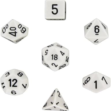 RPG Dice 7-pakke (til fangehuller og drager osv.) Hvid