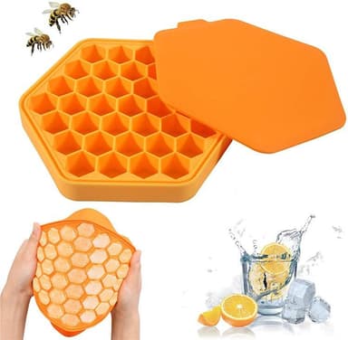 Isterningbakke låg Honeycomb Form Silikone Orange 37-Grid | Elgiganten