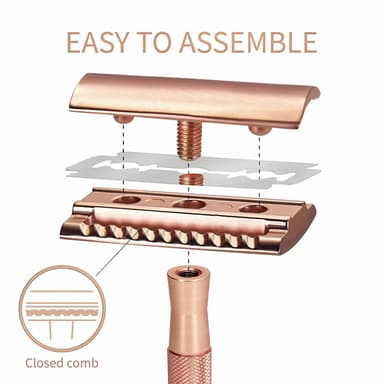 Sikkerhedsskraber med blade og stativ Rose Gold 7-delt
