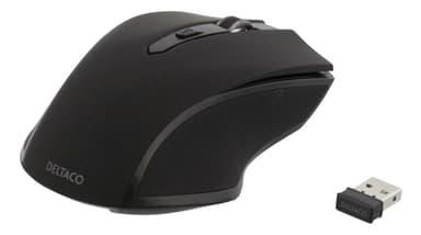 DELTACO wireless optical mouse, 5 buttons + scroll, 1600 DPI, USB, bla