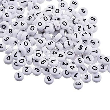 200 Perler med Tal, Hvid