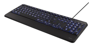 DELTACO Full-size big letter keyboard, blue LED backlight, USB, black