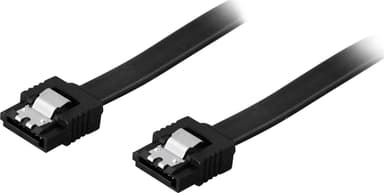 DELTACO SATA-kabel, SATA 6Gb/s, låse-clips, lige-lige, 0,5m, sort