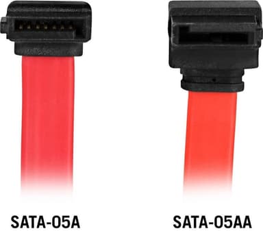 DELTACO SATA/SAS-kabel, vinklede (ned)-ret, 0,5m