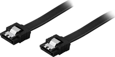 DELTACO SATA-kabel, SATA 6Gb/s, låse-clips, lige-lige, 0,5m, sort