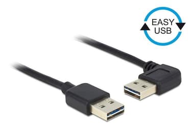 DeLOCK USB cable, turnable USB-A connectors, male, angled, 1m, black