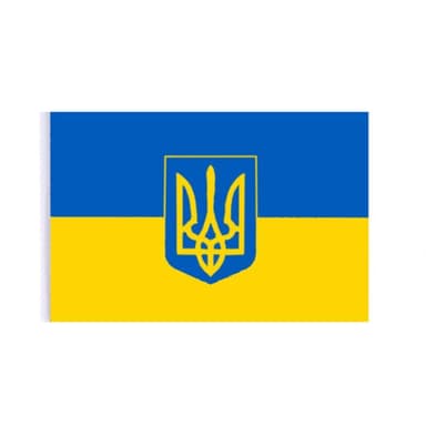 Håndholdt ukrainsk flag med våbenskjold 14 × 21 cm polyester Blå/Gul