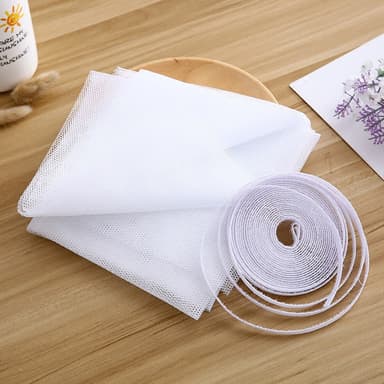 Window Screen Mesh Gardin med kardborreband 1,3 x 1,5 m Hvid
