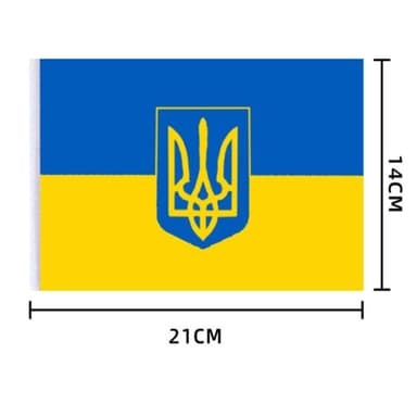 Håndholdt ukrainsk flag med våbenskjold 14 × 21 cm polyester Blå/Gul