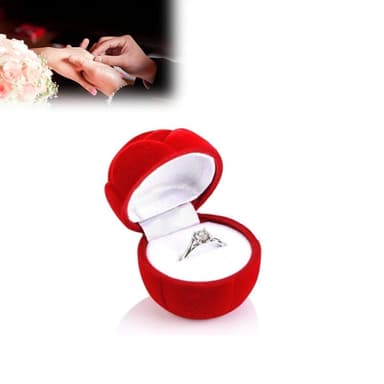 Ring æske smykkeskrin Rose formet Rød