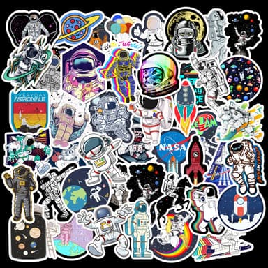 Klistermærker Cartoon Astronaut Space Station 50-pak MultiColor