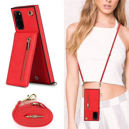 Zipper halskæde etui Samsung Galaxy S20 Plus - Rød