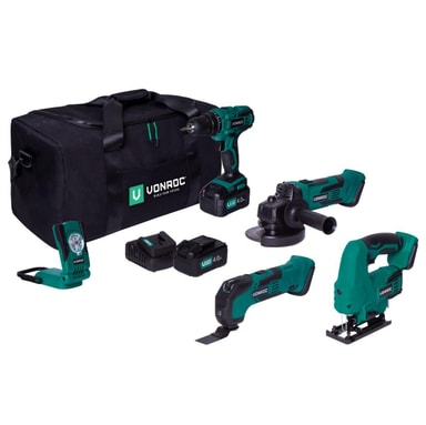 Lijadora Orbital Inalámbrica VONROC VPower 20V - Incluye 2 Baterías 2.0Ah, Cargador, Bolsa De Polvo Y 12 Papeles De Lija (125 Mm)