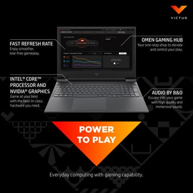 HP Victus i5-12/16/512/3050/144Hz 16,1" bærbar gaming computer