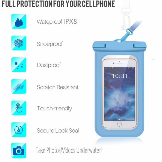 Vandtæt taske til mobiltelefon Blå