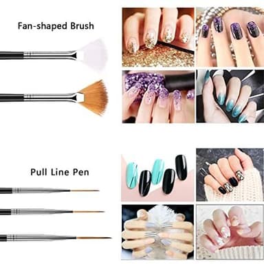 Nail Art børstesæt med 15 stk Sort