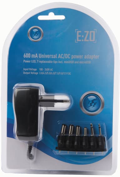 E:ZO AC/DC adaptersæt 600 mAh