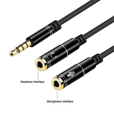 3,5 mm audio splitter Stereo audio splitter til mikrofon + hovedtelefoner