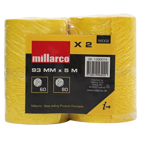 Millarco® slibepapir 93 x 5 meter K60 og K80